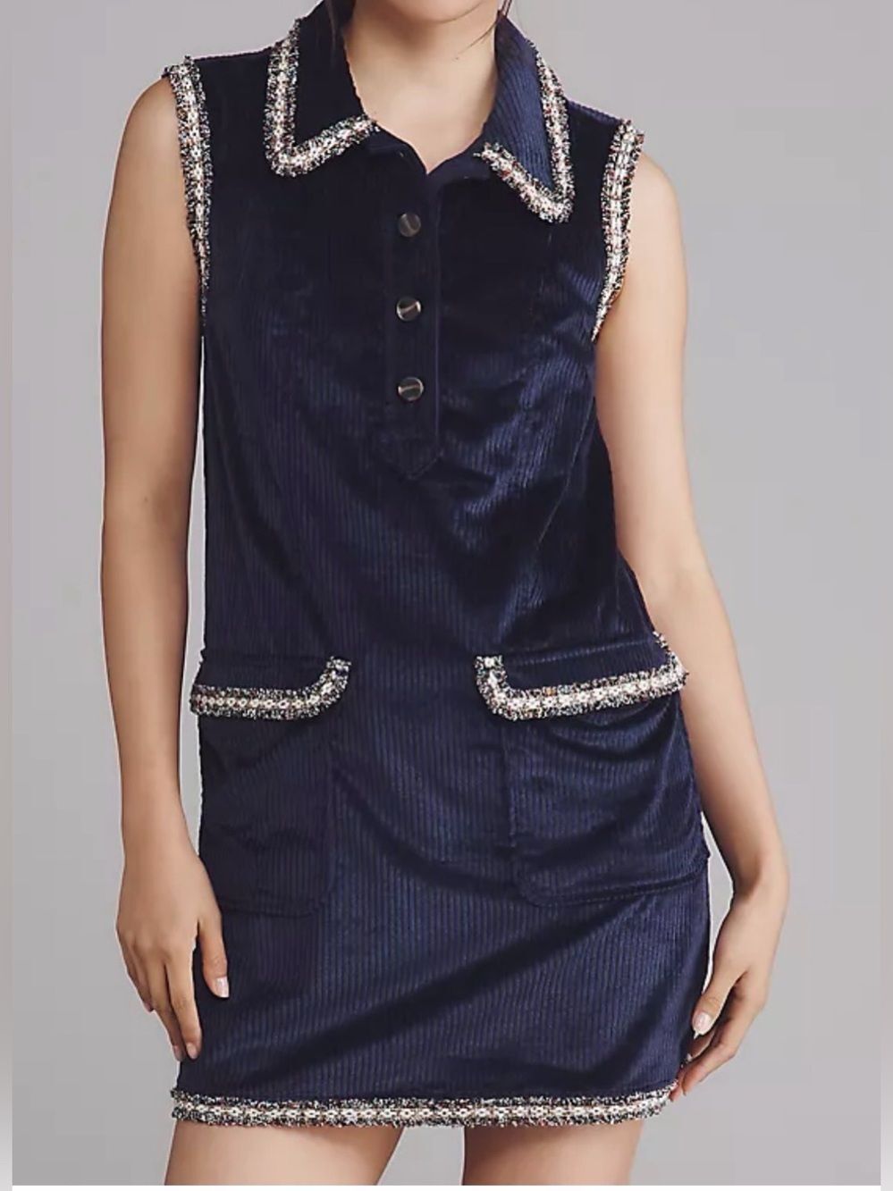By Anthropologie Collared Corduroy Mini Dress NWT Size XS